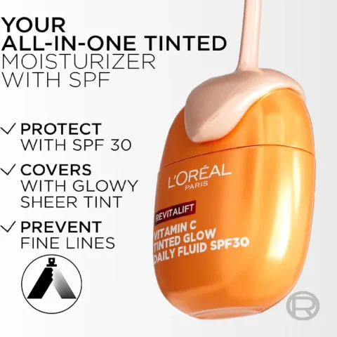 L’Oréal Paris Revitalift Vitamin C Tinted Daily Fluid SPF302 فلوئید رنگی ویتامین C لورال مدل Revitalift SPF30